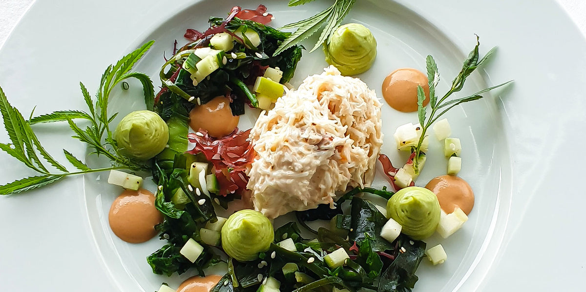 Dorset Crab Mayonnaise,Seaweed Salad, Cucumber Apple, Avocado Puree, C – Portland Shellfish Ltd