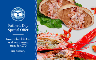 Father's Day Special Offer: Two Cooked Lobsters and two Dressed Crabs for £70 with Free Shipping
